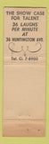 Matchbook Cover - Show Bar Boston MA WEAR Full Length