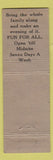 Matchbook Cover - Fun Palace Seattle WA Midget