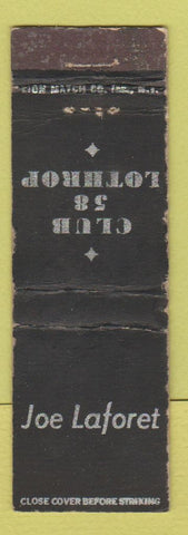 Matchbook Cover - Club 58 Lothrop Joe Laforet WORN Midget