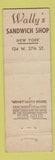 Matchbook Cover - Wally's Sandwich Shop New York City Midget