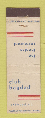 Matchbook Cover - Club Bagdad Lakewood RI Midget