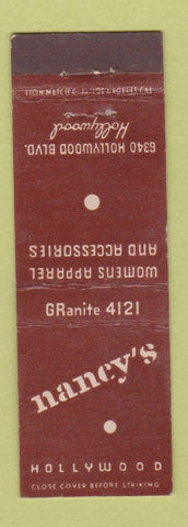 Matchbook Cover - Nancy's Hollywood CA #1 Midget