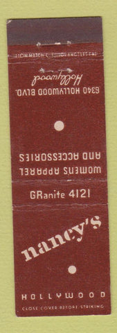 Matchbook Cover - Nancy's Hollywood CA #2 Midget