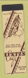 Matchbook Cover - Kuntz's Cafe Dayton OH SAMPLE Midget