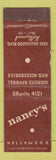 Matchbook Cover - Nancy's Hollywood CA  Midget