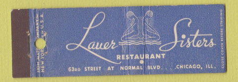 Matchbook Cover - Lauer Sisters Restaurant Chicago IL girlie #1 Midget