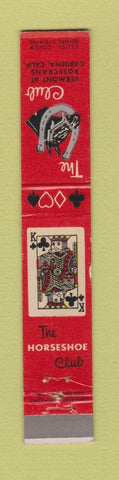 Matchbook Cover - The Horseshoe Club Gardena CA Poker Cards 10 Strike