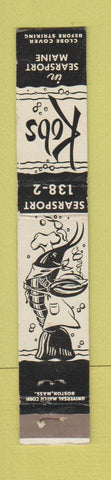 Matchbook Cover - Kobs Searsport ME 10 Strike