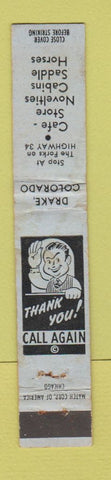 Matchbook Cover - Cafe Store Drake Colorado WEAR 10 Strike