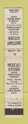 Matchbook Cover - Brittany Kitchen Long Beach CA Mexicali Mexican WEAR 10 Strike
