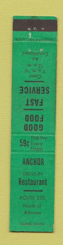 Matchbook Cover - Anchor Drive In Restaurant Altoona PA 12 Strike