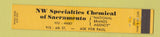 Matchbook Cover - NW Chemical Sacramento CA 10 Strike