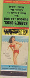 Matchbook Cover - Barne's Sunoco oil gas Calais ME pinup