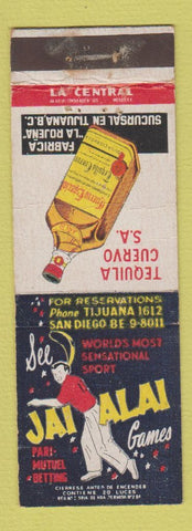 Matchbook Cover - Jai Alai Games Tijuana Mexico Jose Cuervo Tequila WEAR