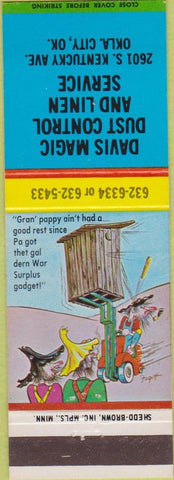 Matchbook Cover - Davis Dust Control Linen Oklahoma City OK hillbilly