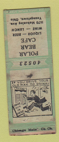 Matchbook Cover - Polar Bear Cafe Youngstown OH BOBTAIL GREEN WORN