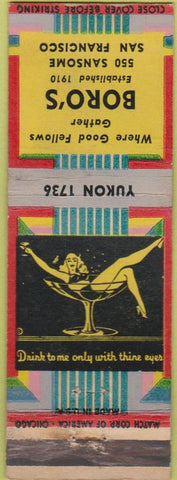 Matchbook Cover - Boro's San Francisco CA girlie