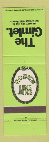 Matchbook Cover - The Gimlet Rose's Lime Juice WEAR