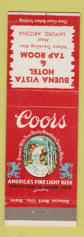 Matchbook Cover - Coors Beer Buena Vista Hotel Safford AZ