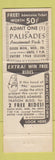 Matchbook Cover - Giants Football WNEW 1130 Radio New York City Palisades Park