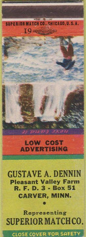 Matchbook Cover - Gustave Denin Superior Match Carver MN