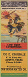 Matchbook Cover - Joe Croisdale Austin TX Superior Match WORN