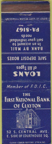 Matchbook Cover - First National Bank Clayton MO WEAR