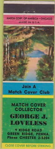 Matchbook Cover - George J Loveless Match Collector Green Ridge PA
