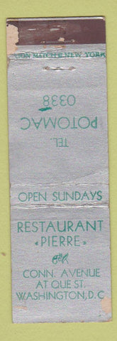 Matchbook Cover - Restaurant Pierre Washington DC POOR STRIKER