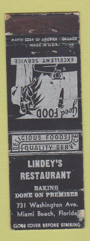 Matchbook Cover - Lindey's Restaurant Miami Beach FL WEAR