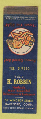 Matchbook Cover - H Robbin Hartford CT deli feature SAMPLE WORN