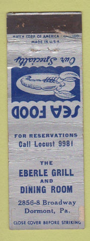 Matchbook Cover - Eberle Grill Dormont PA WORN