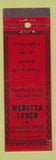 Matchbook Cover - Webster Lunch Restaurant Brookline MA