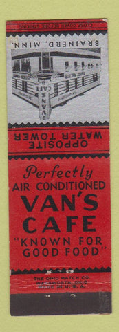 Matchbook Cover - Van's Cafe Brainerd MN