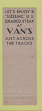 Matchbook Cover - Van's Cafe Brainerd MN