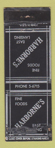 Matchbook Cover - Harborne's Restaurant East Lansing MI WORN