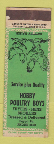 Matchbook Cover - Hobby Poultry Boys ADVANCE Egypt PA WEAR
