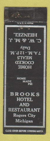Matchbook Cover - Brooks Hotel Restaurant Rogers City MI WEAR