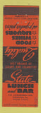 Matchbook Cover - State Lunch Bar Scranton PA Federal