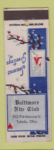 Matchbook Cover - Baltimore Nite Club Toledo OH Christmas
