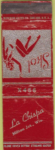 Matchbook Cover - La Chipsa Milton Junction WI girlie WORN