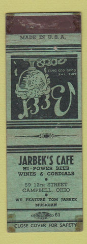 Matchbook Cover - Jarbek's Cafe Campbell OH WEAR
