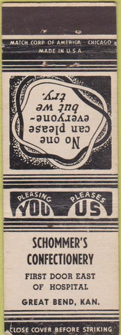 Matchbook Cover - Schommer's Confectionery Great Bend KS