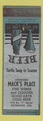 Matchbook Cover - Mack's Place Restaurant Richmond IN ARROW