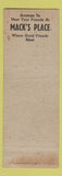 Matchbook Cover - Mack's Place Restaurant Richmond IN ARROW