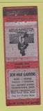 Matchbook Cover - Dew Mar Gardens Youngstown OH ADVANCE