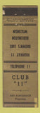 Matchbook Cover - Club 11 Burlington WI ADVANCE WEAR