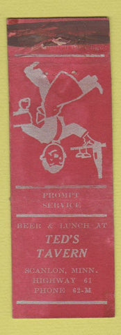 Matchbook Cover - Ted's Tavern Scanlon MN WEAR girlie