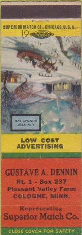 Matchbook Cover - Gustave Denin Superior Match Carver MN