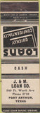 Matchbook Cover - J and M Loan Co Port Arthur TX